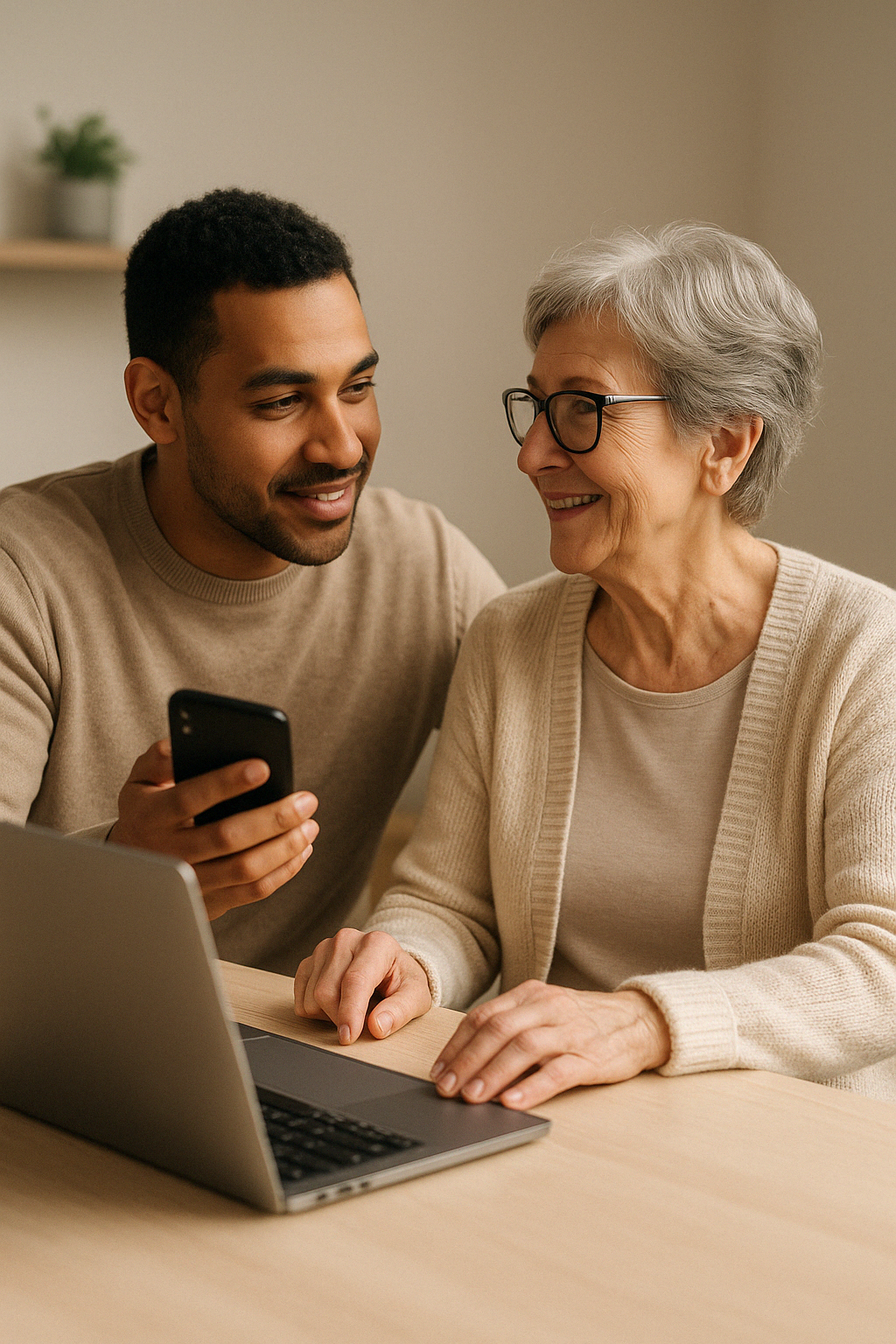 Maatje helpt oudere persoon